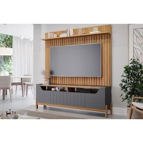 Estante P-sala Até 70 Pol Moema Ripado C-pés 180x197cm Grafite-nature - Permóbili