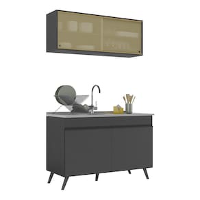 Armário de Cozinha Compacta 2 peças Veneza Multimóveis MP2140.895 Preto