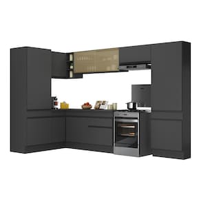 Armário de Cozinha Completa de Canto com Rodapé Veneza Multimóveis MP2090.895 Preto