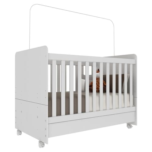 imagem-Berço Americano 3 em 1 com Rodízios para Colchão 70 x 130 cm Multimóveis Pimpolho FG0504B Branco