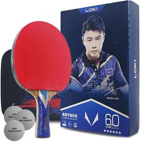 Kit De Tênis De Mesa Loki RXTON 6.0 Star Carbon - 1 raq 1 bolsa e 3 bolas Gold Sports