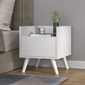 Mesa de Cabeceira 40 cm com Pés Retrô Multimóveis MP4041 Branca