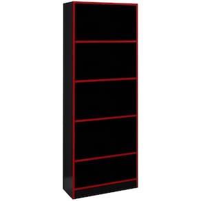 Armario Estante Multiuso 5 Prateleira Me4141 Preto Vermelho Tecno Mobili Preto Vermelho