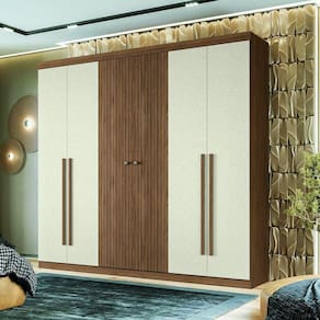 Guarda Roupa Casal 6 Portas Flex Buriti Santos Andirá Jatoba/areia