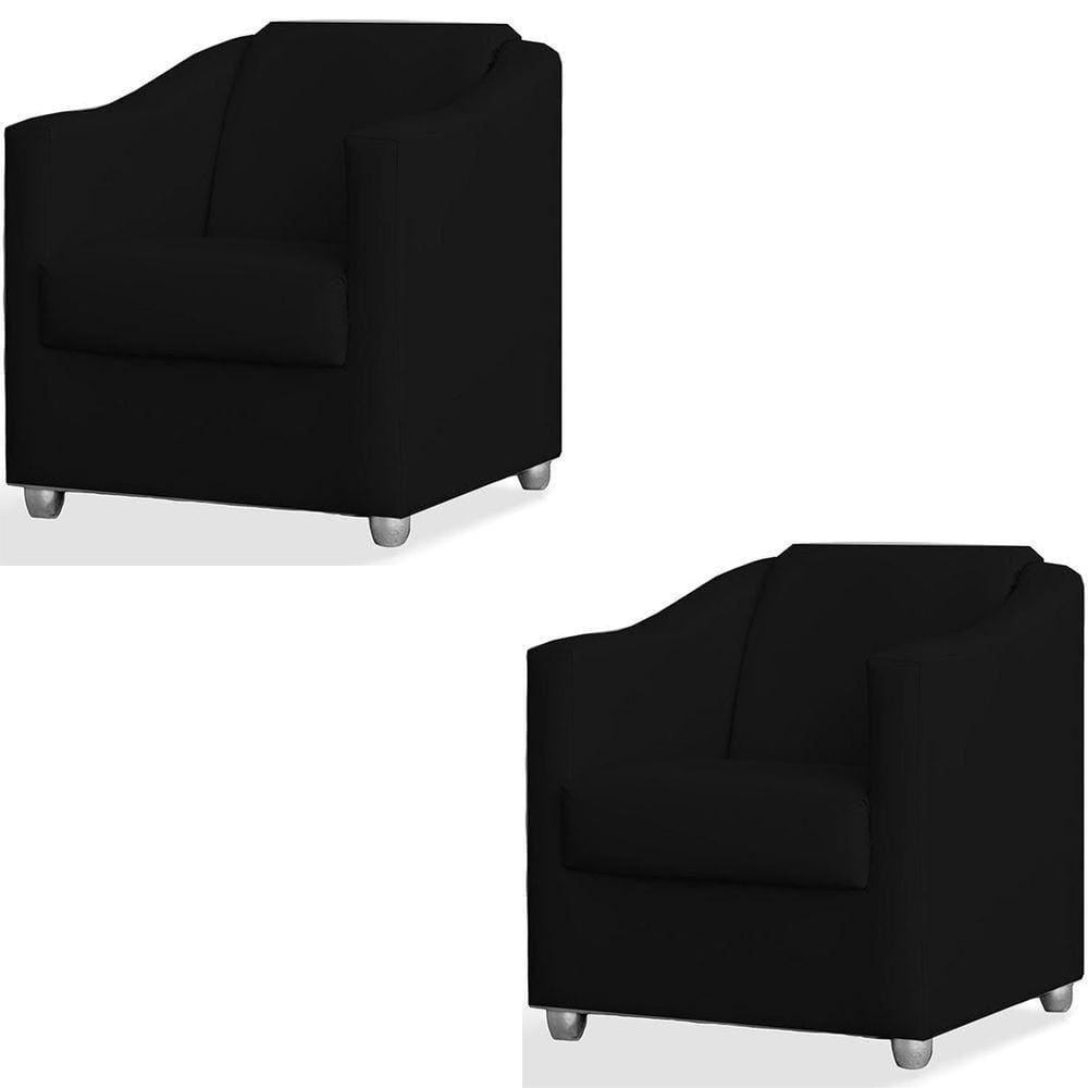 Kit 2 Poltronas Luiza Suede Preto