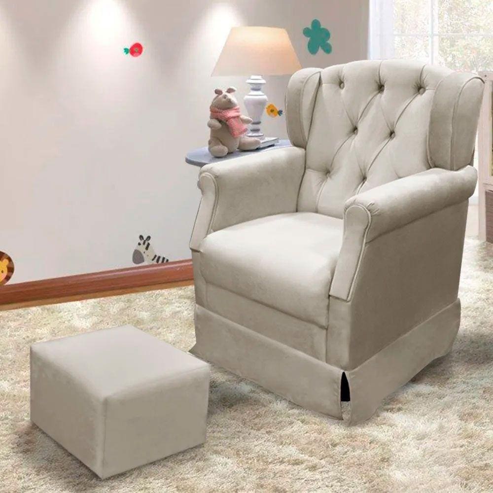 Poltrona Cadeira De Amamentação Balanço Ternura Speciale Home Bege Marfim