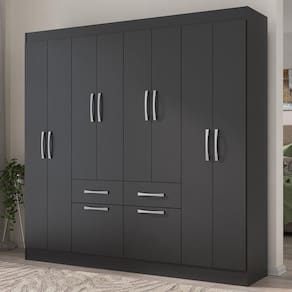 Guarda-roupa Casal 8 Portas 2 Gavetas 2 Basculante - Yescasa Preto
