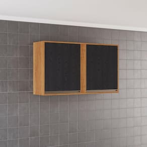 Armário para Cozinha Aéreo 2 Portas Pérola Cinamomo/Preto