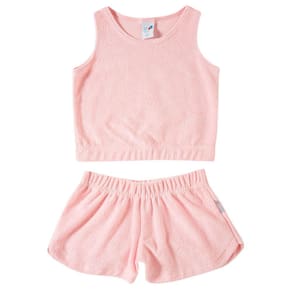 Conjunto Saída de Praia Infantil Atoalhado Rosa Tip Top