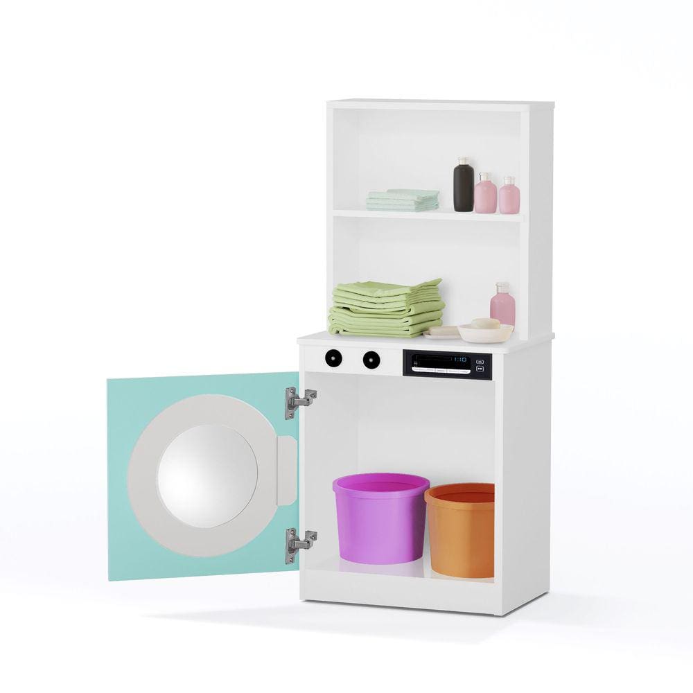 Mini Lavanderia Lava Roupa De Brinquedo Menta Mdf