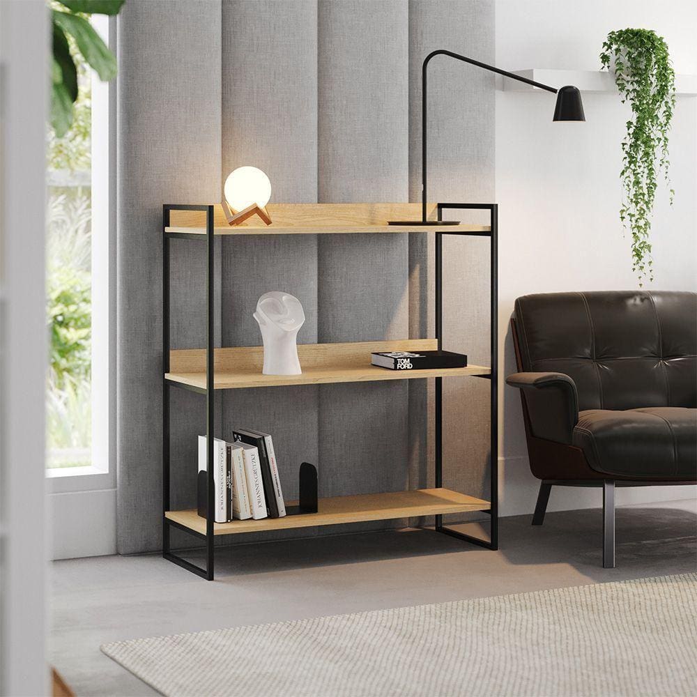 Prateleira Multiuso Industrial Córdoba 95cm Preto E Castanho - Cor: Marrom