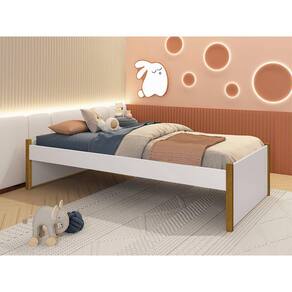 Cama Evolutiva 2 em 1 Ravi com Pés em Madeira - Branco Fosco