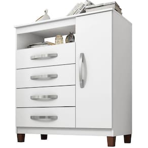 Cômoda Sapateira Cannes 4 Gavetas 1 Porta Branco
