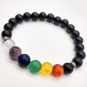 Pulseira de Pedra Ônix com 7 chakras