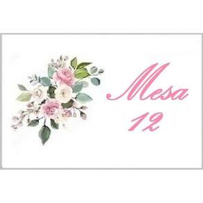 Kit Com Número Para Mesa - Rosa1 10 X 6,5 Cm - 24 Placas