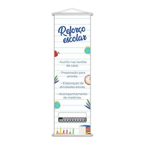 Banner Reforço Escolar Ensino Telefone Contato Lona 100X30Cm