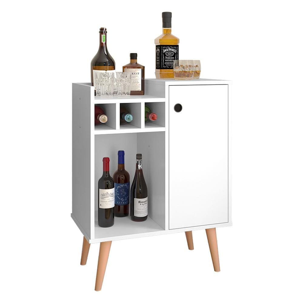 Aparador Moderno Retrô com Adega e Porta Cantinho Sala Estar Pequeno  Nala Branco - Lojas RPM