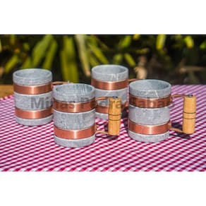 Kit com 04 canecos de chopp ou cerveja em pedra sabão de 350 ml