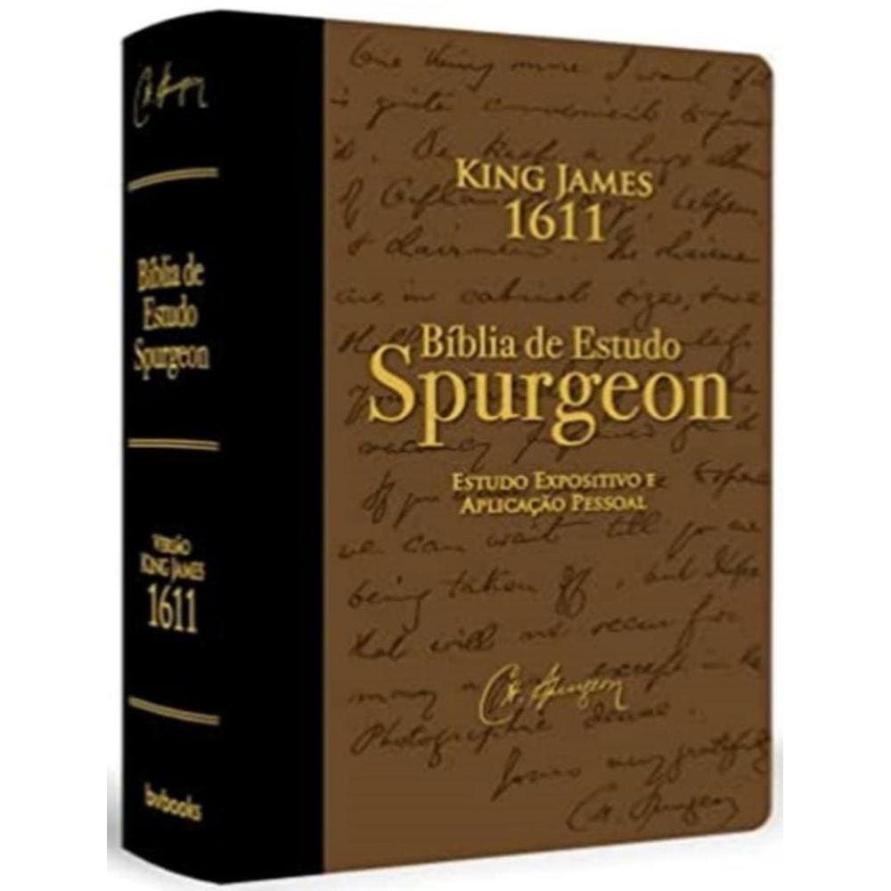 Biblia King James Fiel 1611 - Fiel Estudo Spurgeon - Marrom/Preto Pu Importado