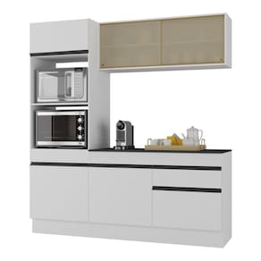 Armário De Cozinha Compacta 3 Peças Com Rodapé Mp2178 Made Multimóveis Branco/preto Branco/preto
