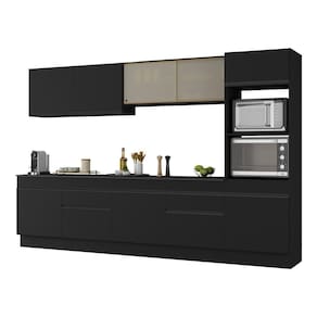 Armário De Cozinha Completa 5 Peças Com Rodapé Mp2175 Made Multimóveis Preto Preto