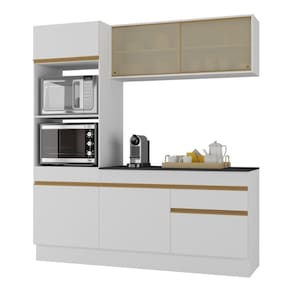 Armário De Cozinha Compacta 3 Peças Com Rodapé Mp2178 Made Multimóveis Branco/dourado Branco/dourado