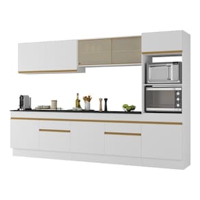 Armário De Cozinha Completa 5 Peças Com Rodapé Mp2175 Made Multimóveis Branco/dourado Branco/dourado