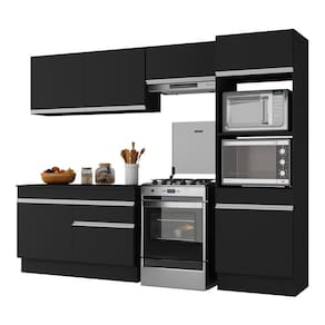 Armário De Cozinha Compacta 4 Peças Com Rodapé Mp2193 Made Multimóveis Preto/branco Preto/branco
