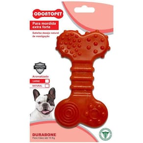Brinquedo Mordedor de cachorro super resistente Odontopet Durabone Osso Flat sabor carne Extra Forte