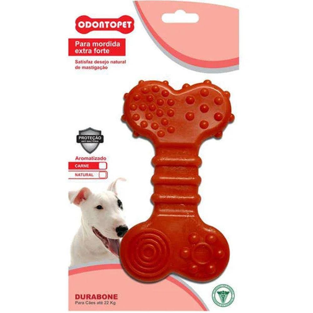 Brinquedo Mordedor de cachorro super resistente Odontopet Durabone Osso Flat sabor carne Extra Forte