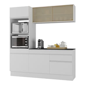 Armário De Cozinha Compacta 3 Peças Com Rodapé Mp2178 Made Multimóveis Branco Branco