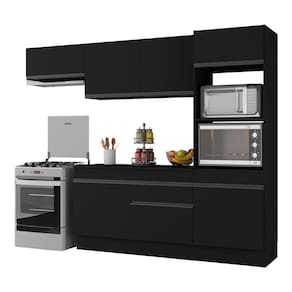 Armário De Cozinha Compacta 4 Peças Com Rodapé Mp2176 Made Multimóveis Preto Preto