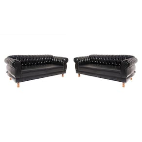 2 Sofás Chesterfield Capitone Elisabeth Corano Preto 2,00
