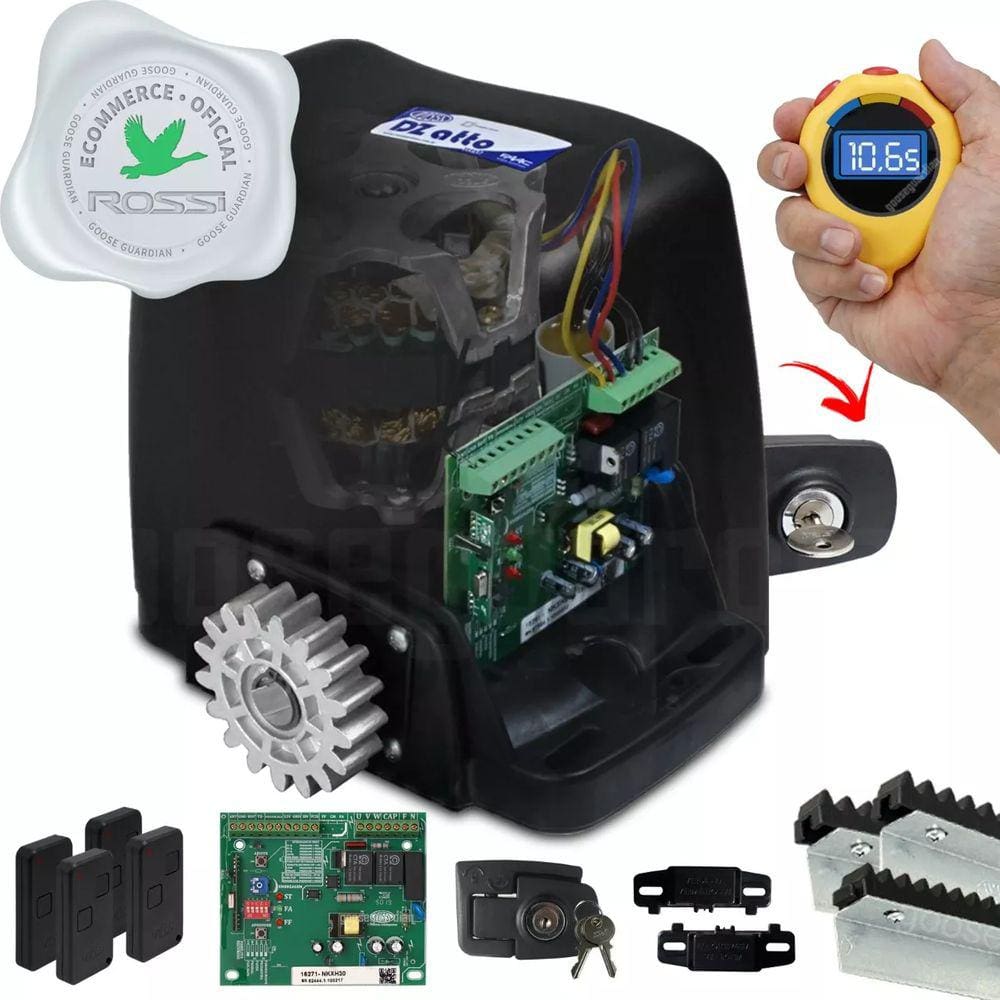 Kit Motor Rossi Dz Atto Turbo 3m Crem 4 Control Portão 350kg