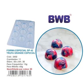 Forma especial trufa grande 60g 3 partes c/ silicone pascoa bwb 3502 sp 42