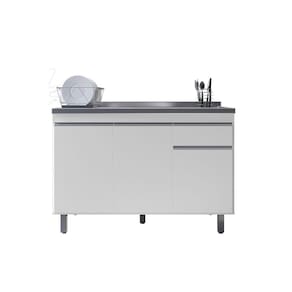 Balcão Armário de Cozinha Pop Branco S/ Tampo - Nathan