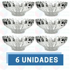 6 Vasilha de Vidro Resistente Desenhado p/ Petisco Sobremesa