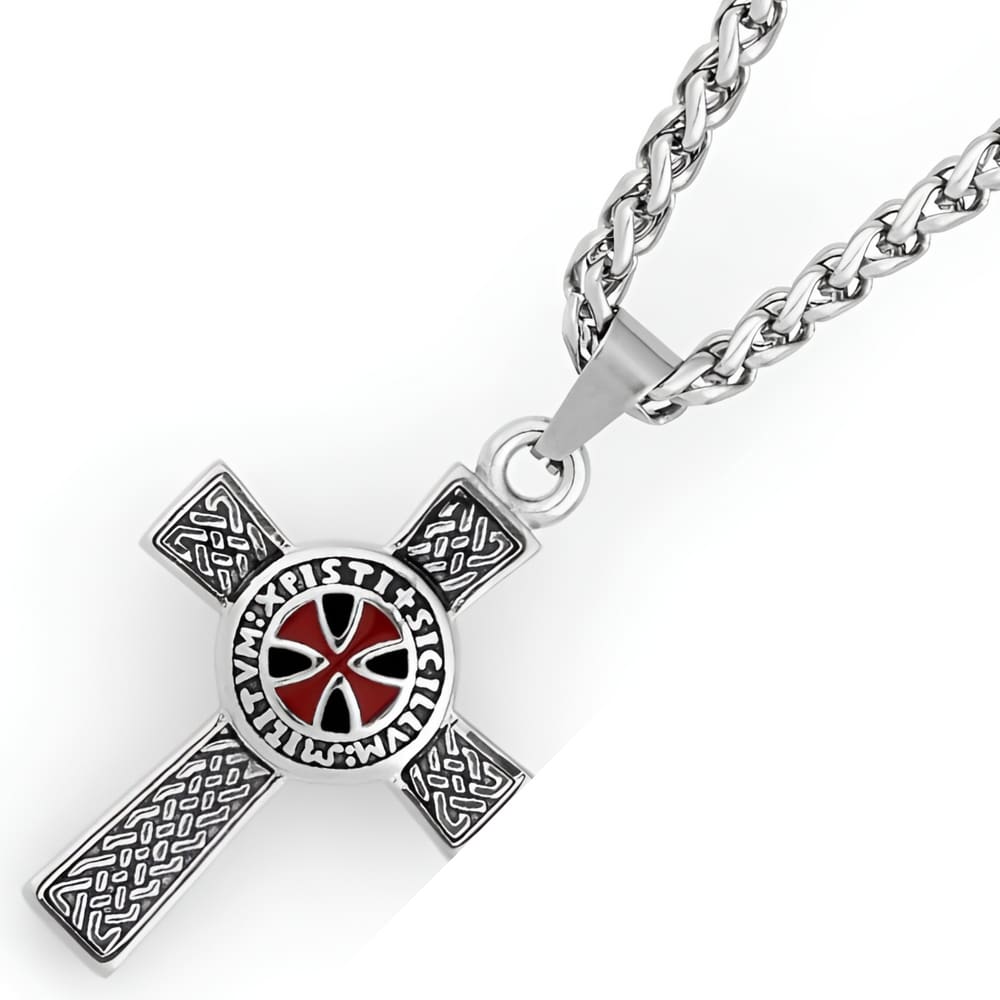 Colar Cordão Cruz Ordem Cavaleiros Templário Aço Inoxidável