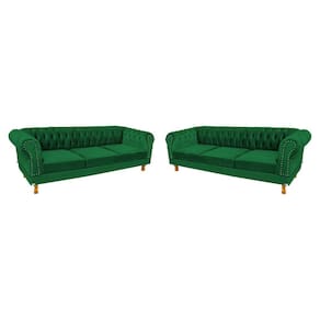 2 Sofás Chesterfield Capitone Duque Suede Verde Bandeira 2,00