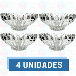 4 Vasilha de Vidro Resistente Desenhado p/ Petisco Sobremesa
