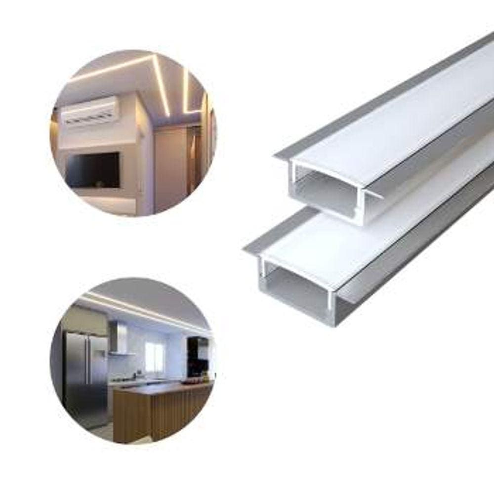 Perfil Alumínio Embutir Iluminação de Led Design Interiores