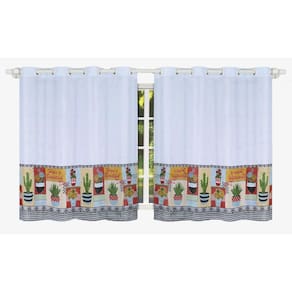 Cortina Para Cozinha Tergal Estampada 3M X 1,20M - Branco 8