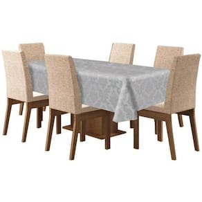 Toalha De Mesa Tecido Jacquard 8 Lugares - Cinza