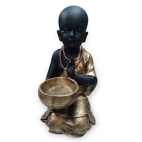 Buda Chinês com Castiçal - Roupa Ouro c/ Pele Negra