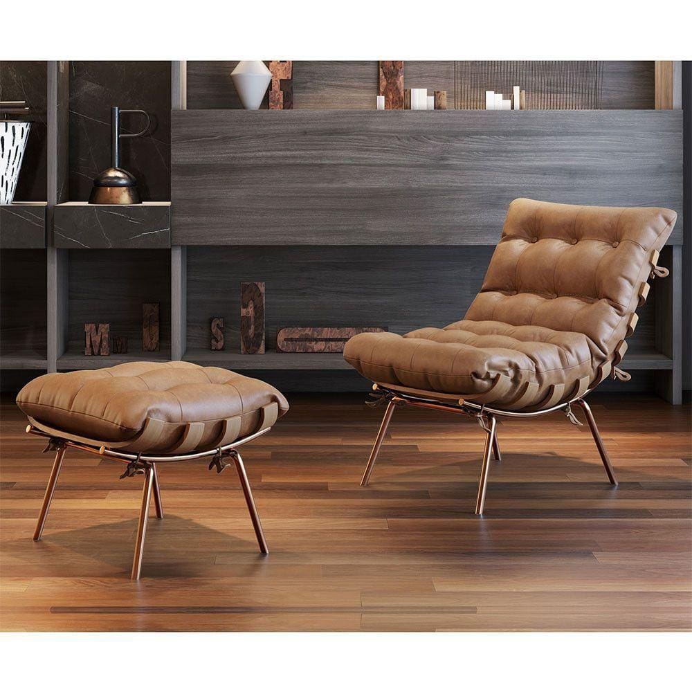 Poltrona E Puff M06 Estrutura De Ferro Mais Decor Cobre/marrom