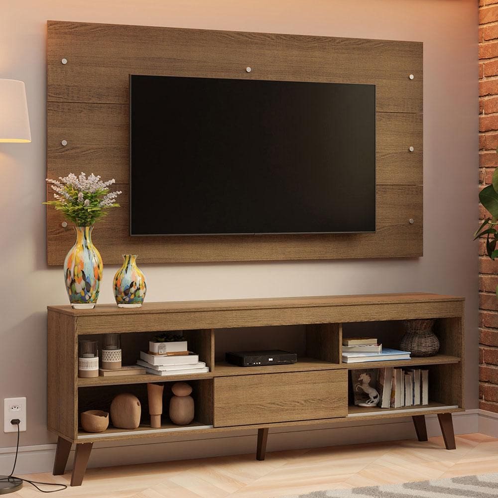 Rack com Painel para TV até 65 Polegadas com Pés Rustic Texas Madesa