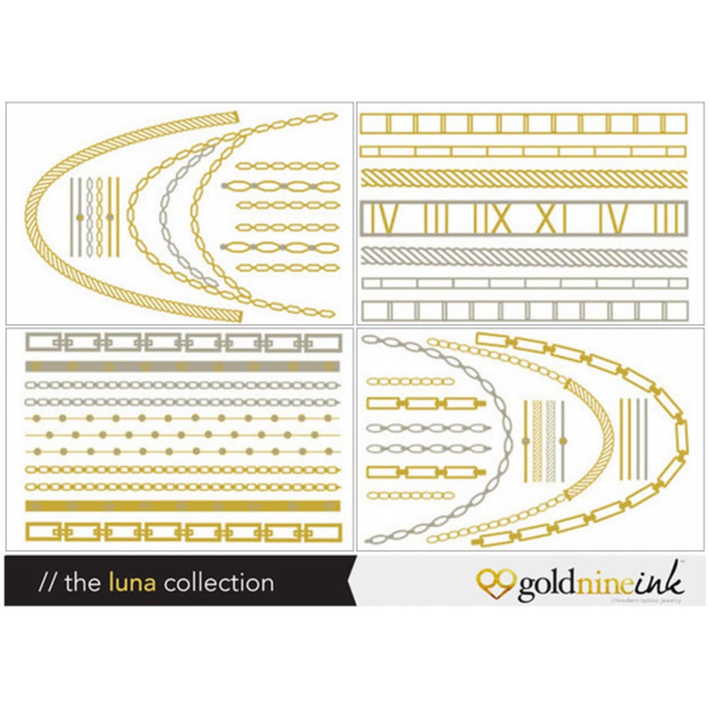 Tatuagens temporárias Goldnine Ink Metallic Safe Não Tóxicas