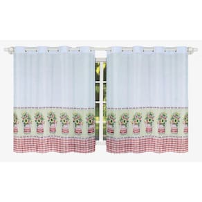 Cortina Para Cozinha Tergal Estampada 3M X 1,20M - Branco 11