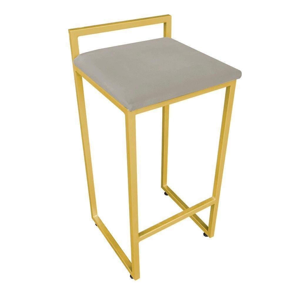 Banqueta Alta Lavínia Suede Base Dourado D\`rossi Cor Marrom Rato