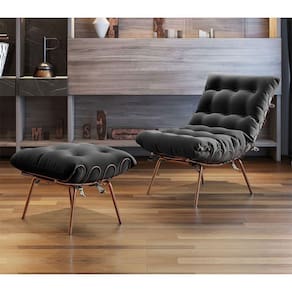 Poltrona E Puff M07 Estrutura De Ferro Mais Decor Cobre/preto